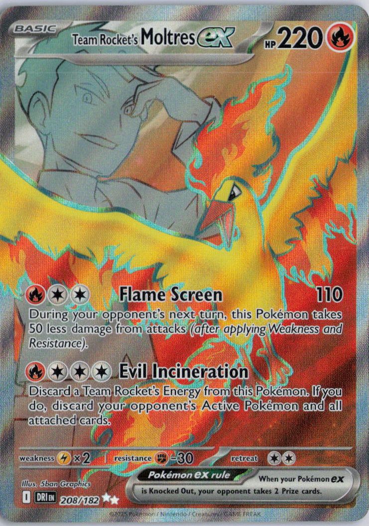 Team Rocket's Moltres ex 208/182 Ultra Rare Destined Rivals